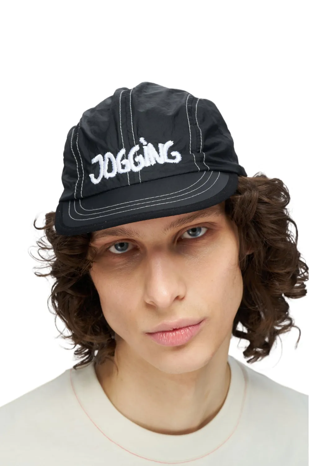 UNNA Jogging Cap Laufcap Schwarz Kontrastnähte