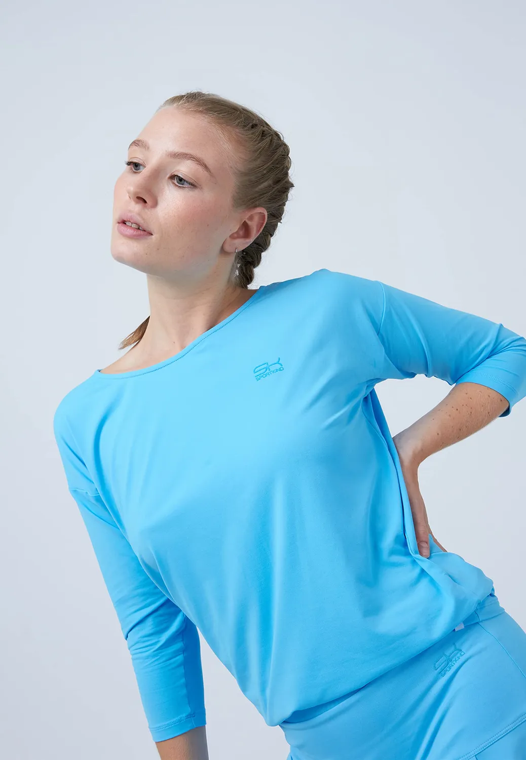 SPORTKIND Loose Fit 3/4 Shirt Tennisshirt lockerer Schnitt