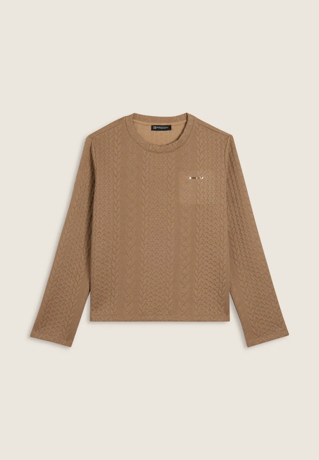 Freddy Sweatshirt Rundhals Technik-Gewebe Zopf grau