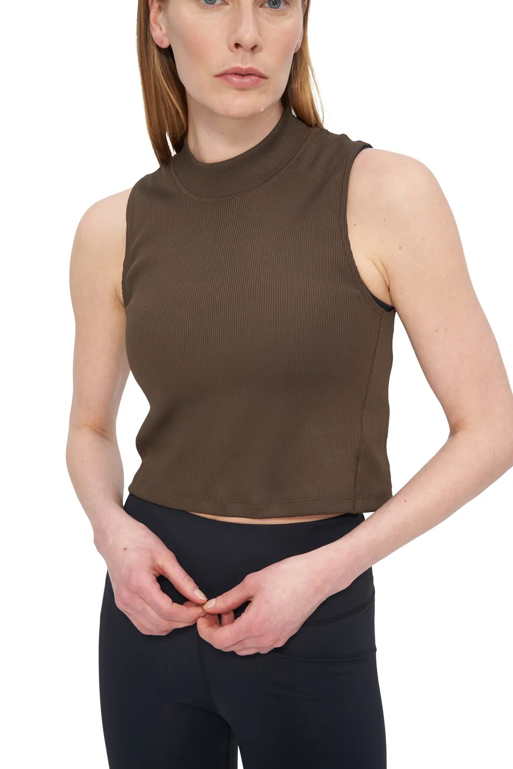 UNNA Balance Crop Top Croptop Wren Brown gerippt