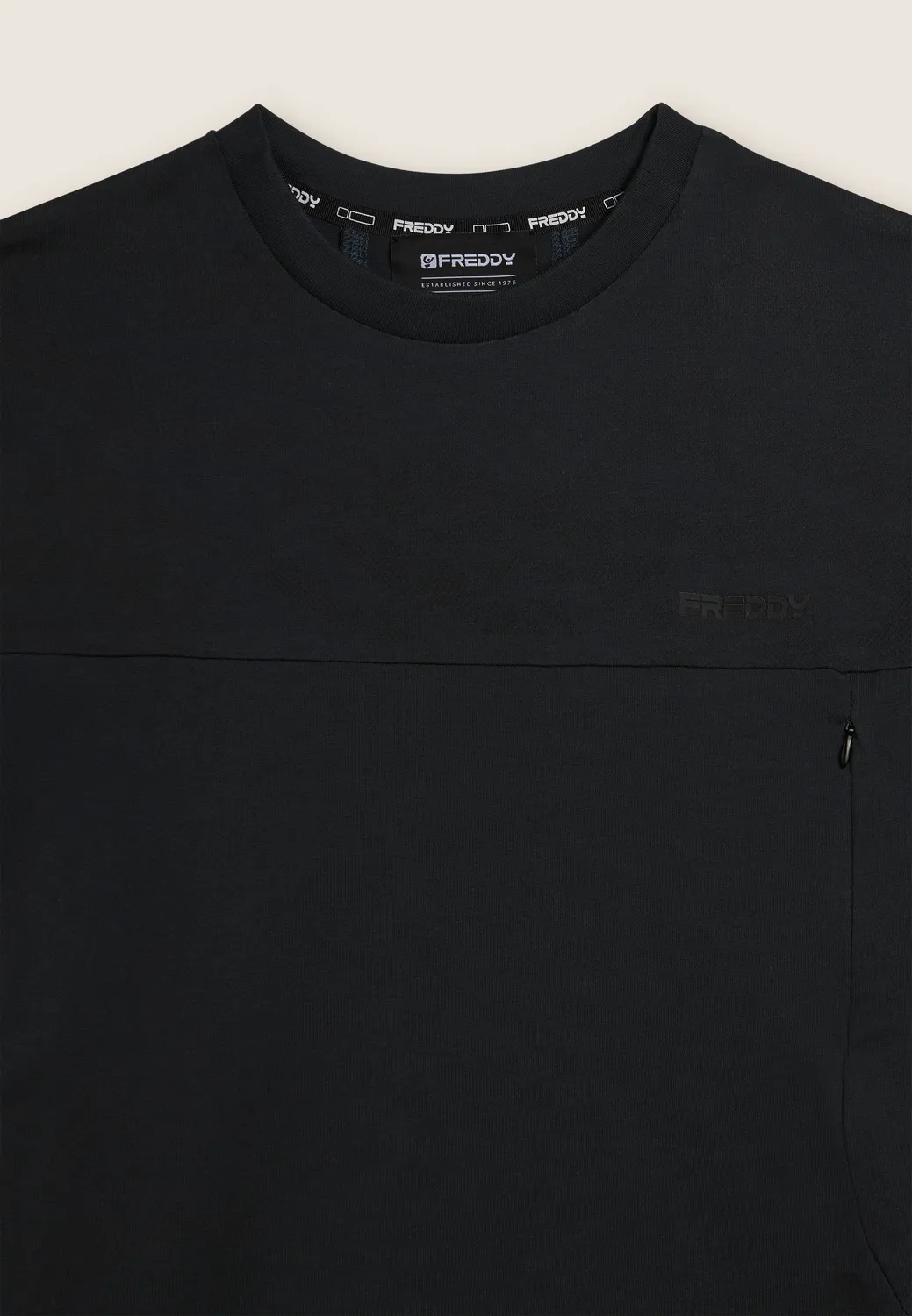 Freddy T-Shirt Weiß Print Reissverschlusstasche Baumwolle
