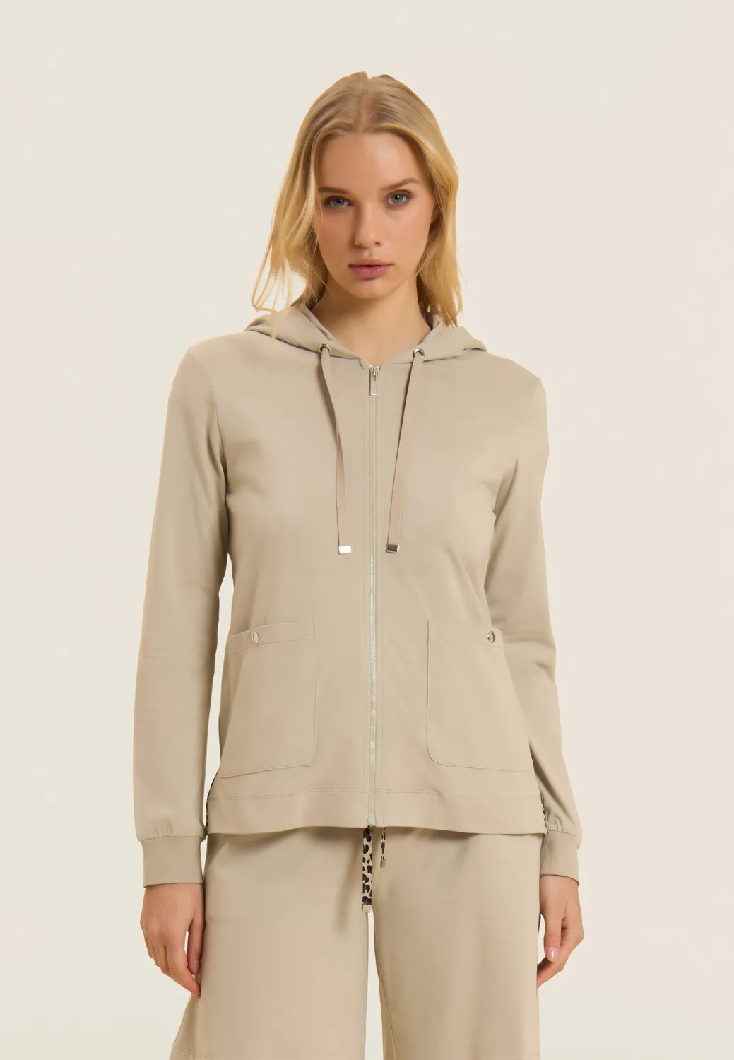Freddy Kapuzenjacke Zip Animalier schwarz Baumwolle