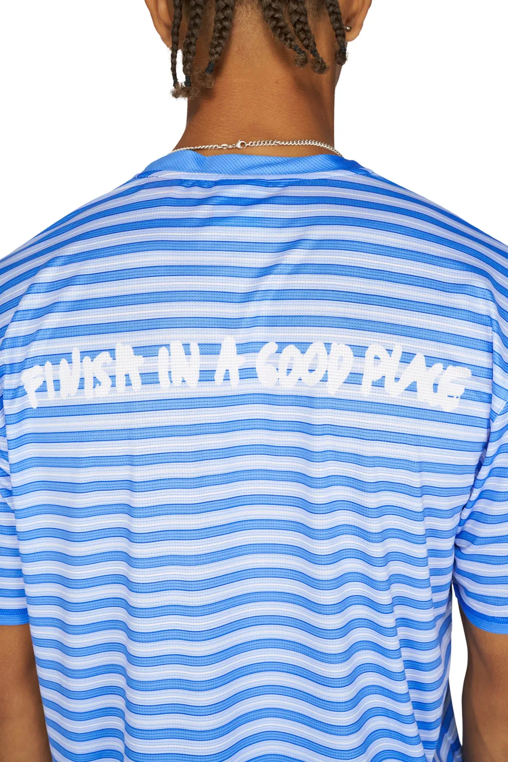 UNNA Wavy Tee Striped Laufshirt Business Blue Herren