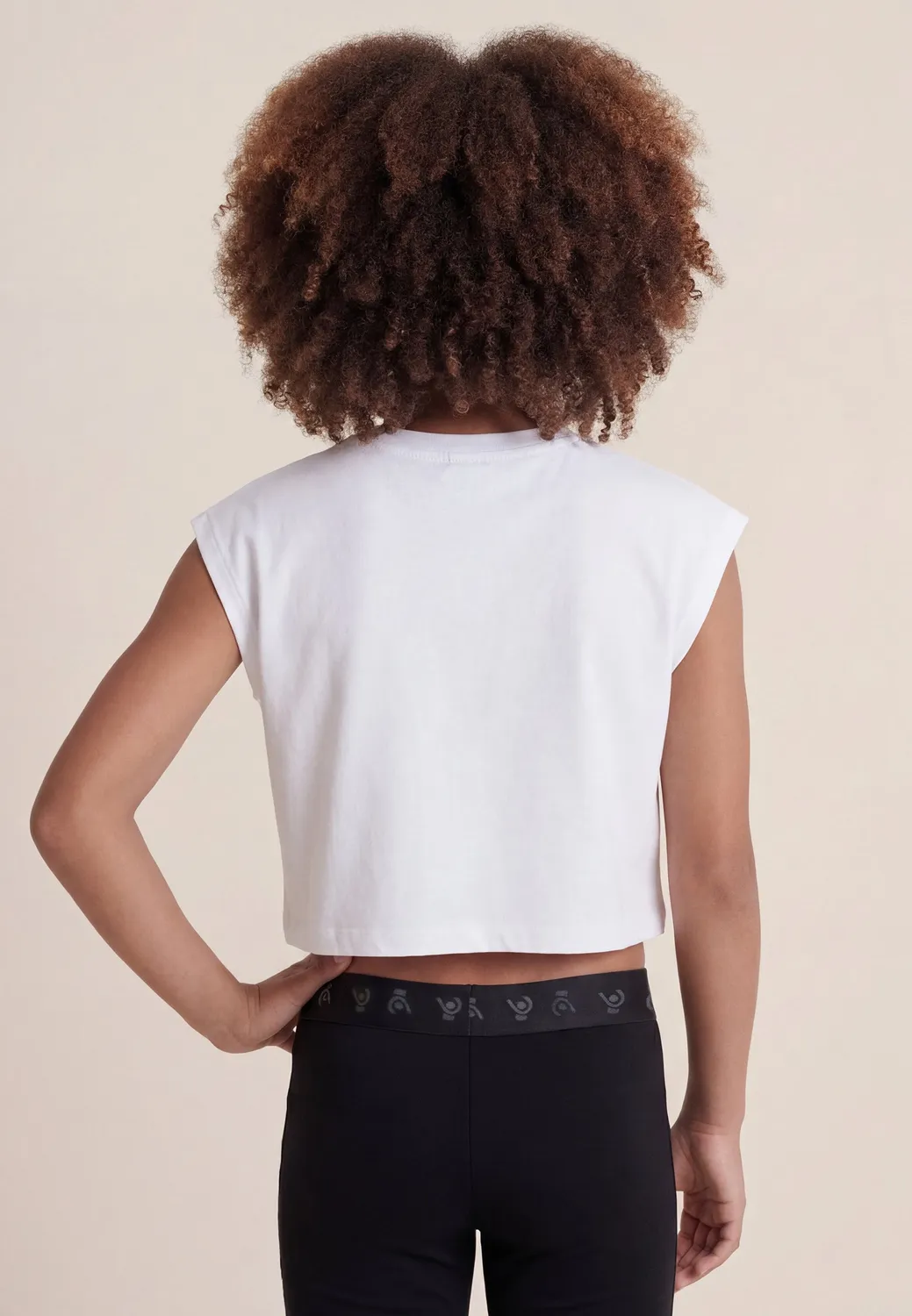 Freddy Cropped T-Shirt ohne Ärmel Maxi-Logo weiß 8 Jahre