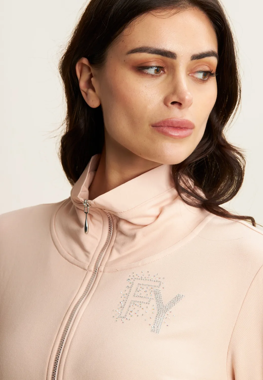 Freddy Zip-Sweatjacke Stehkragen Dark Sapphire Strass