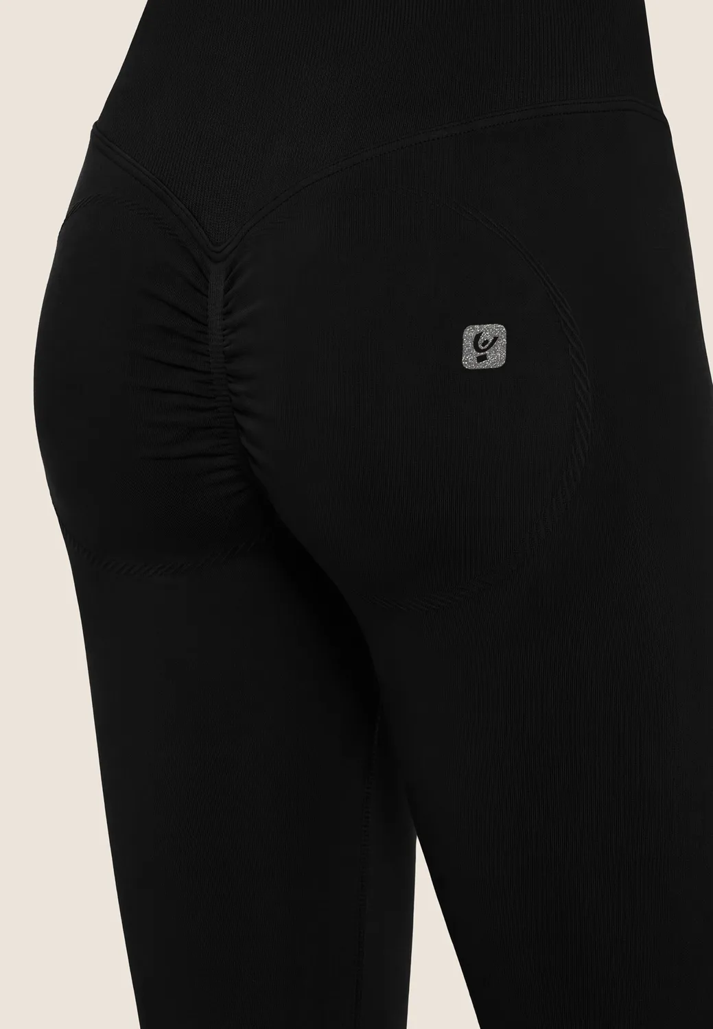 Freddy No Slide 7/8 Sportleggings Schwarz-Silber extremer Bund