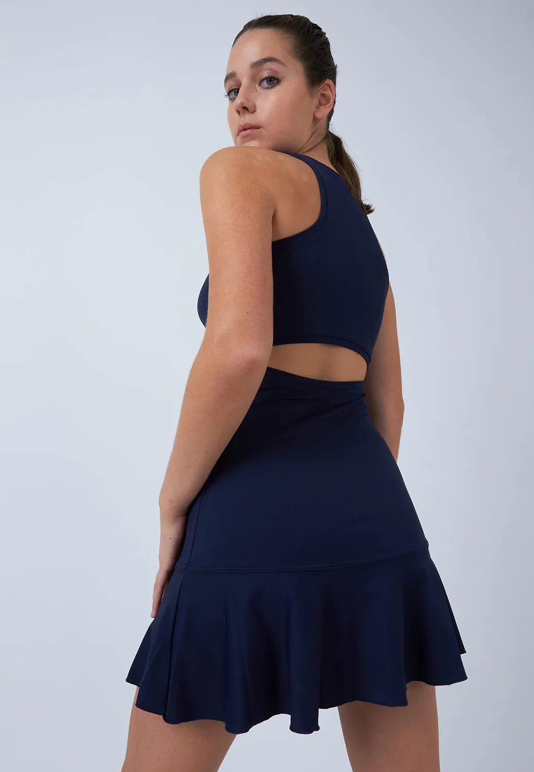 SPORTKIND Performance Tenniskleid Navy Blau UV-Schutz