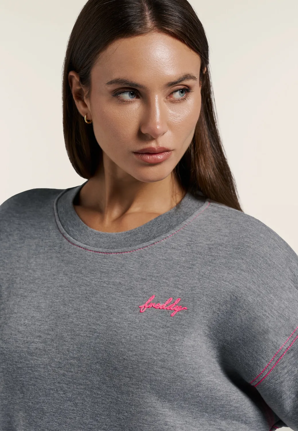 Freddy Comfort Sweatshirt Grigio Mélange Neon-Naht