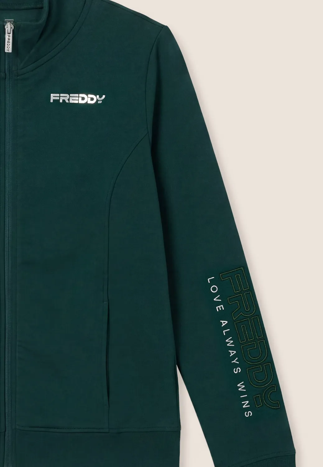 Freddy Sweatjacke Stehkragen Schwarz Zip bestickt