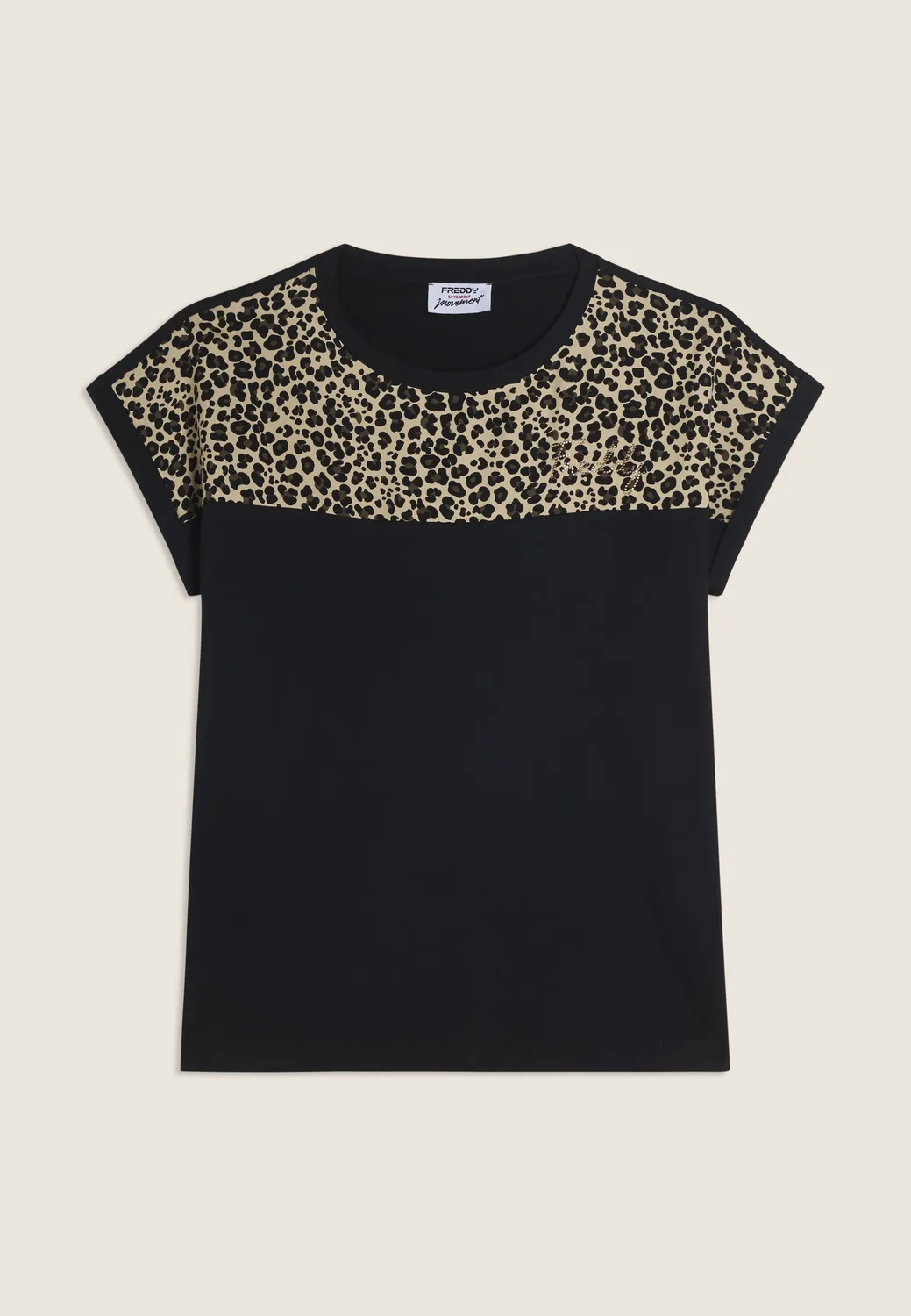Freddy Animalier T-Shirt Damen Schwarz atmungsaktiv