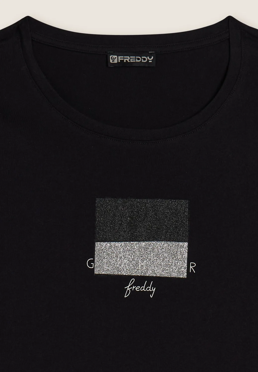 Freddy Glamour T-Shirt Glitzer schwarz Supima-Jersey