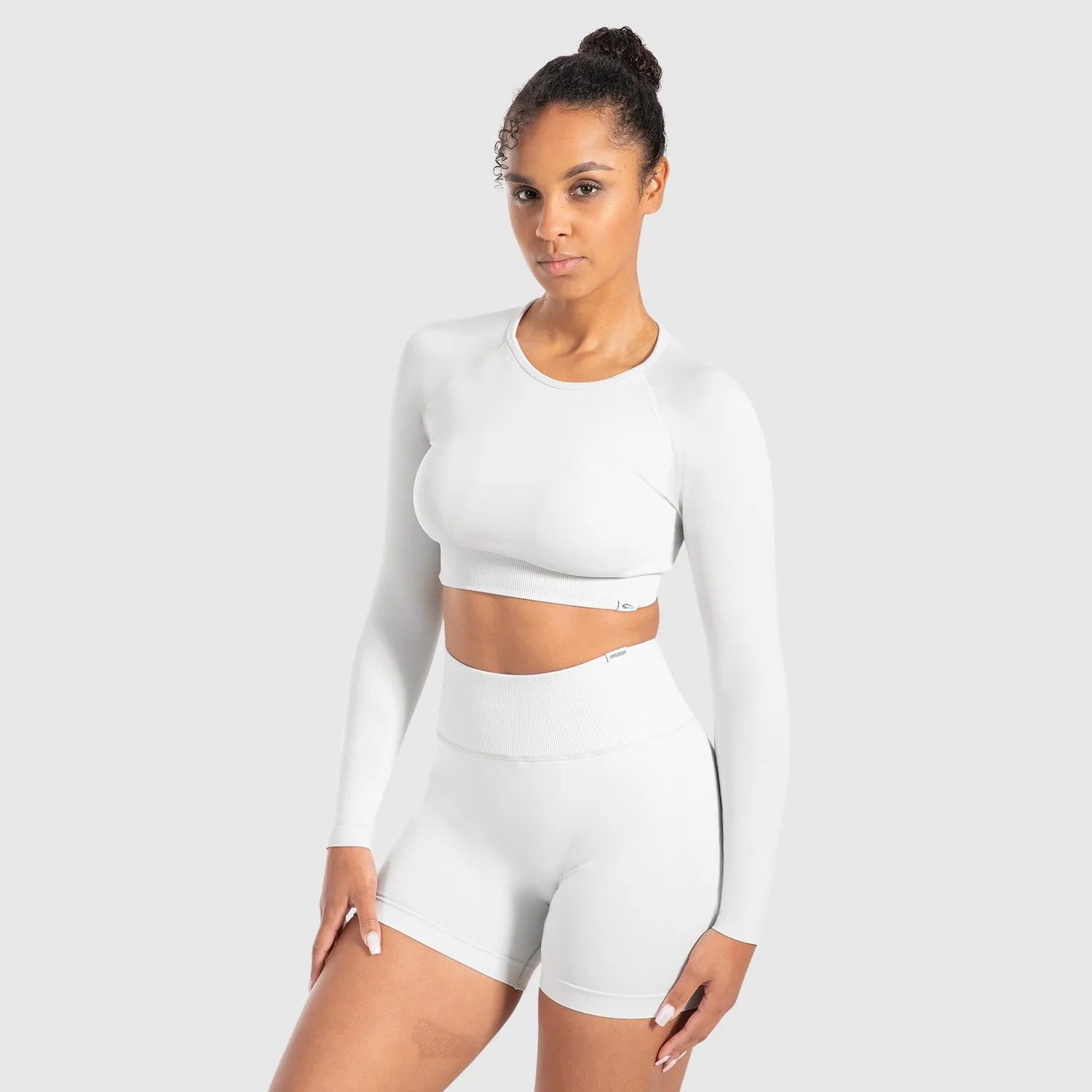 Smilodox Maysa Crop Longsleeve Damen Schwarz