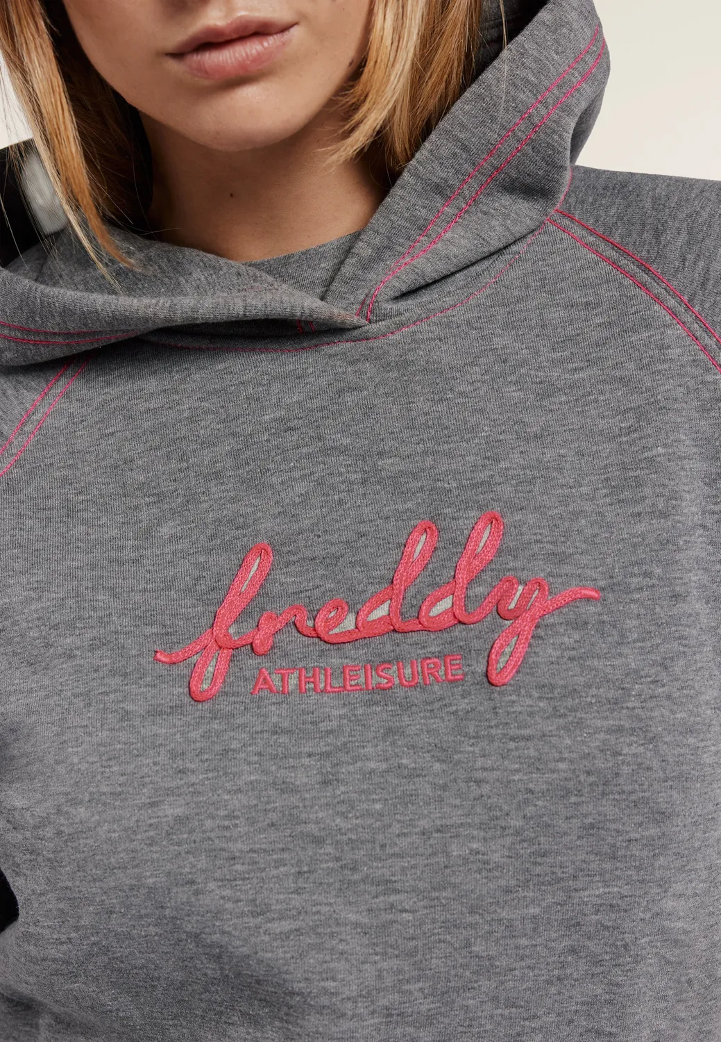 Freddy Comfort Mélange Hoodie Damen Grau Neon-Stick