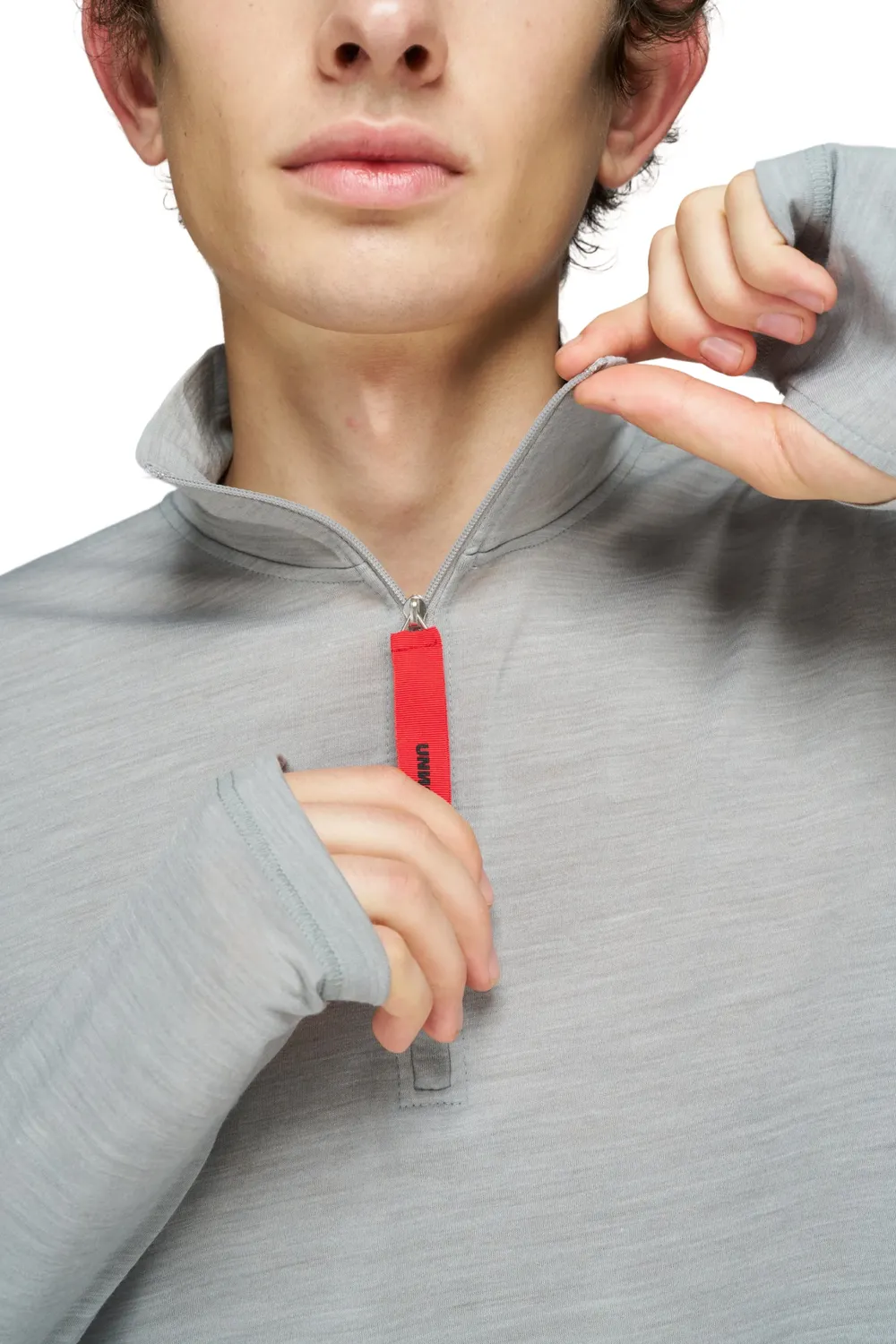 UNNA Zip Up Wool Layer Longsleeve Pearl Grey Wolle