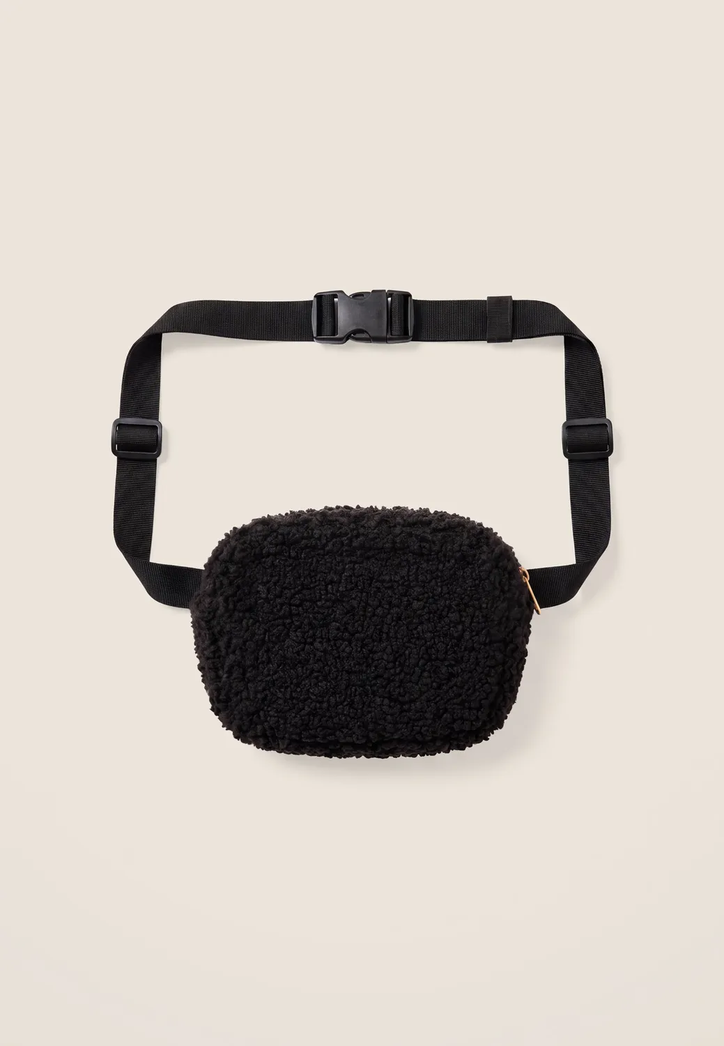 Freddy Sherpa Umhängetasche schwarz Teddyplüsch warm