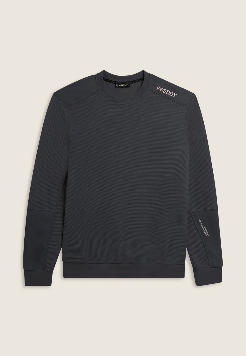 Freddy Sweatshirt Herren Schwarz Crewneck gerippt