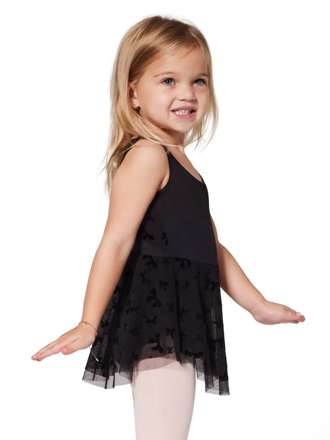 Capezio Applause Trikotkleid Kind Schwarz Schleifen-Mesh