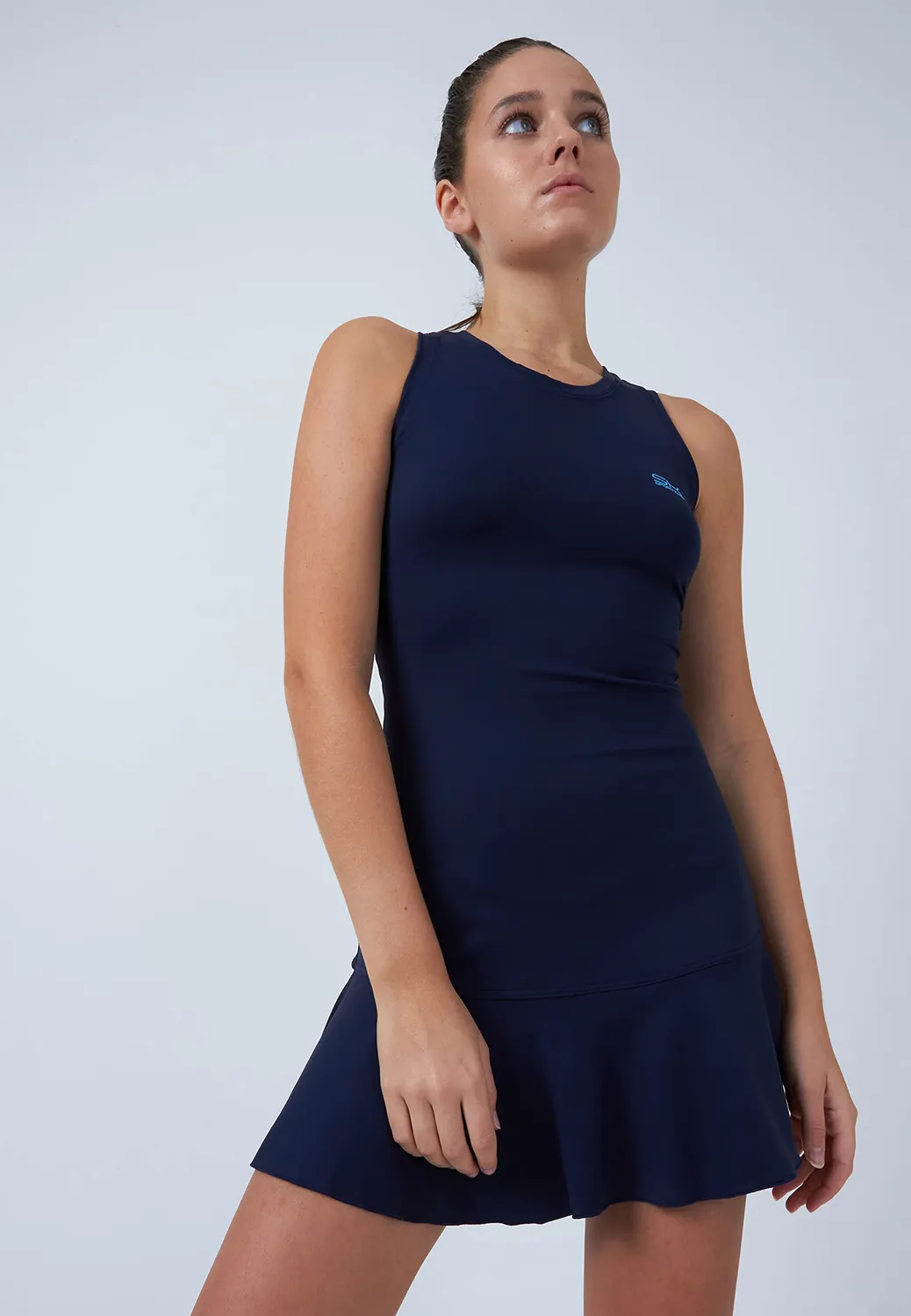 SPORTKIND Performance Tenniskleid Navy Blau UV-Schutz