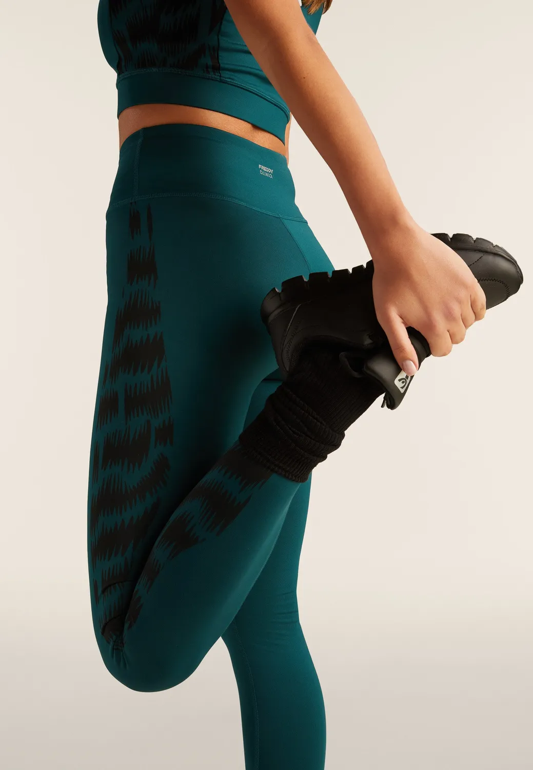 Freddy 7/8 Leggings High Waist Grau Leo-Print