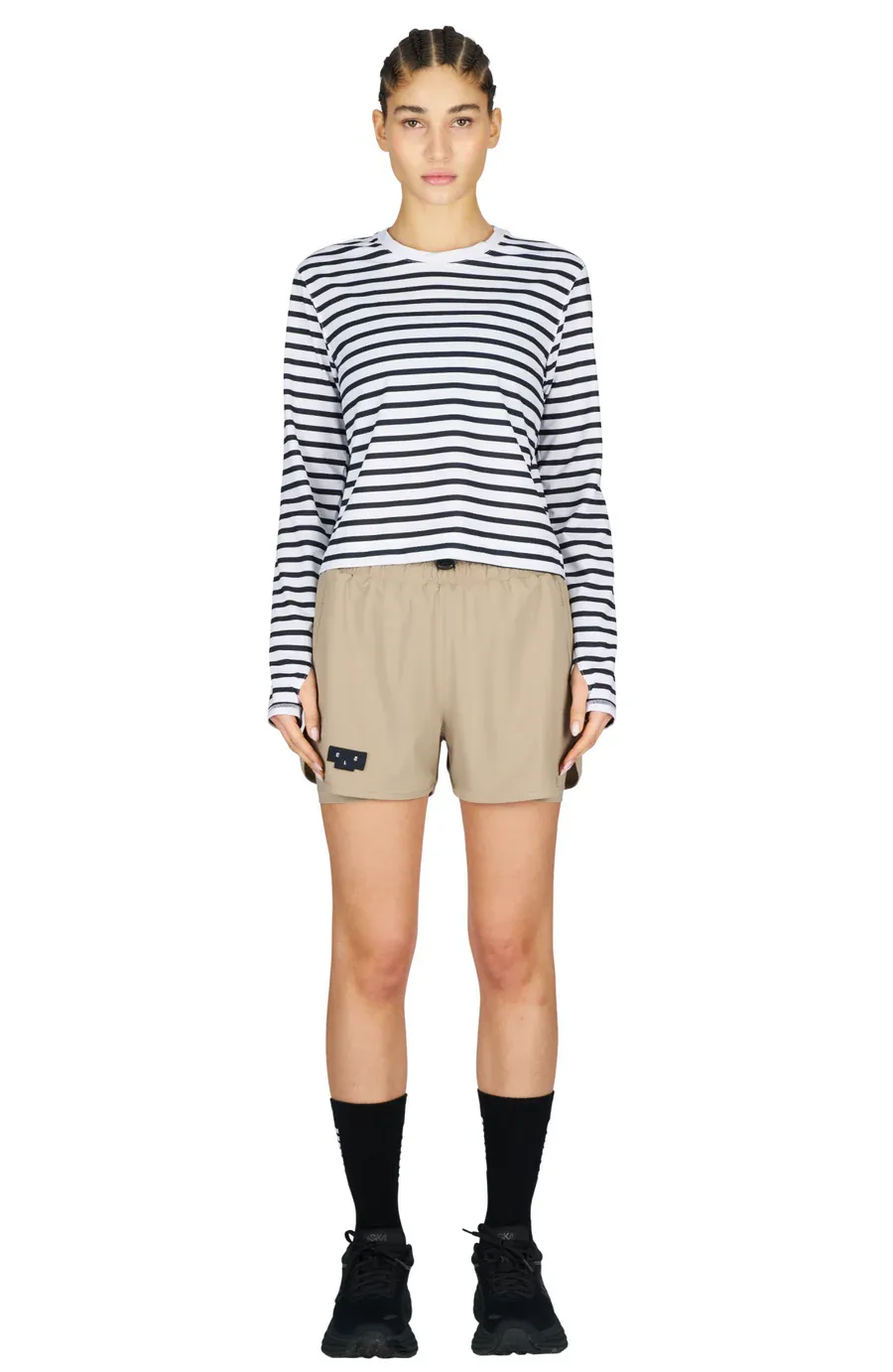 UNNA Flow Shorts 3" Laufshorts Warm Sand Innenhose