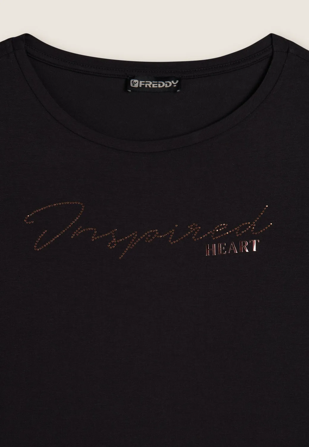 Freddy Damen T-Shirt Strass Schwarz elastisch