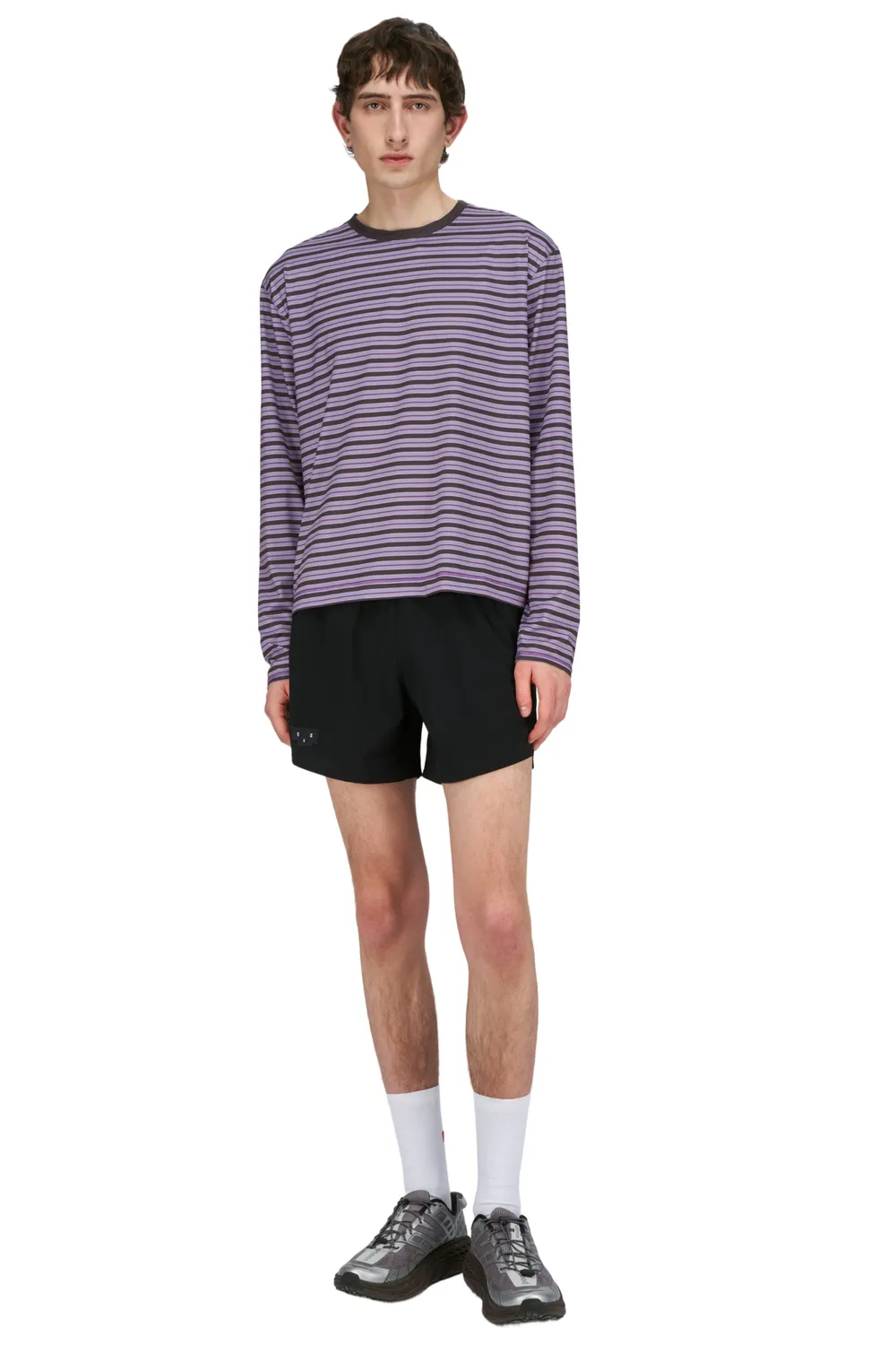 UNNA Striped LS Laufshirt Herren Grape Langarm