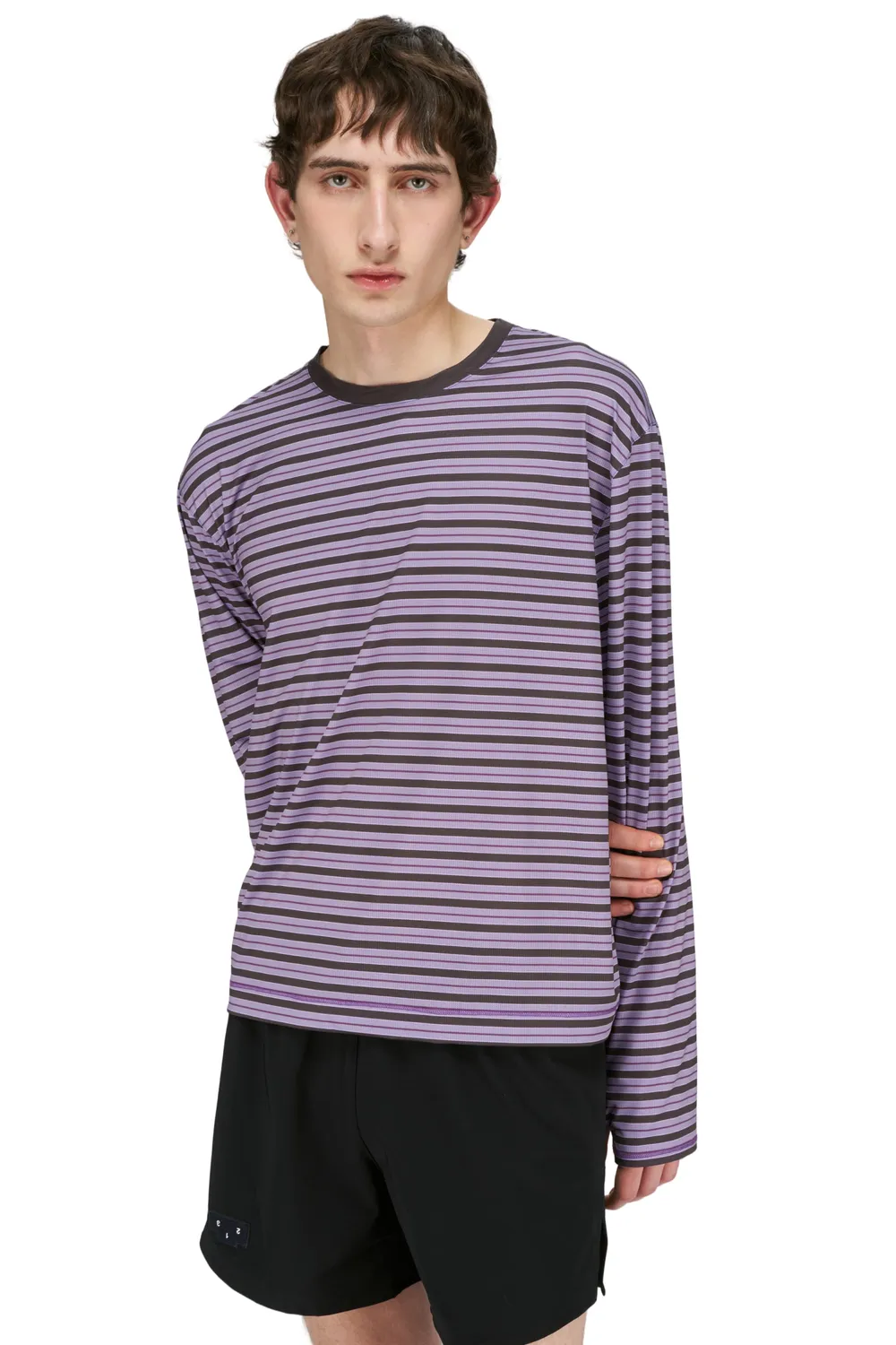UNNA Striped LS Laufshirt Herren Grape Langarm