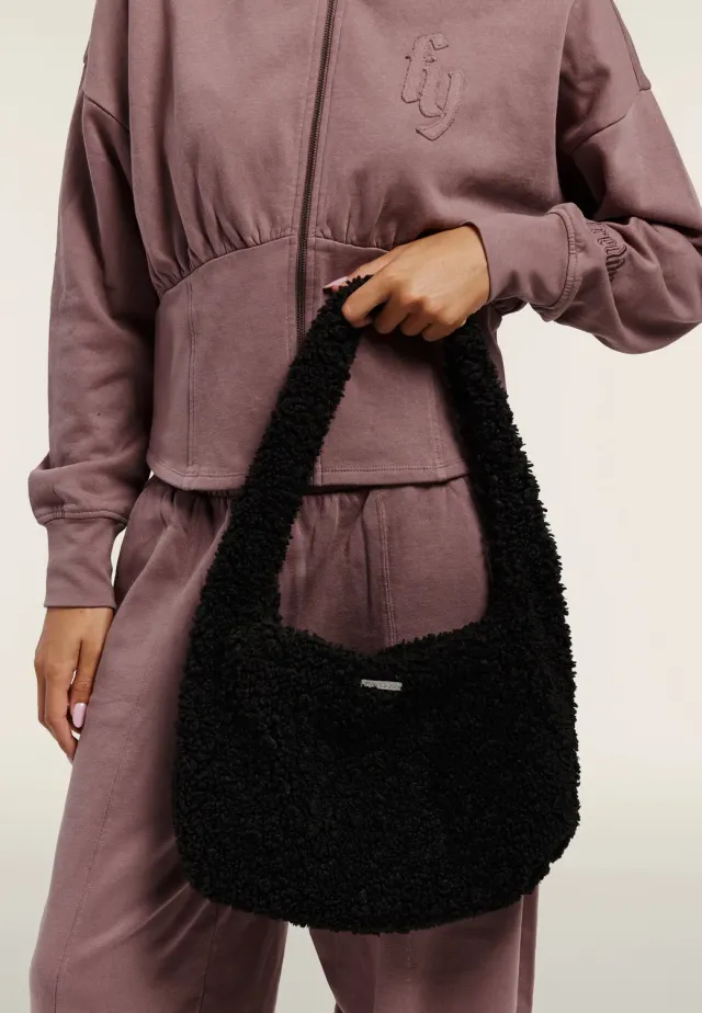 Freddy Damen Schultertasche Sherpa Schwarz Plüsch