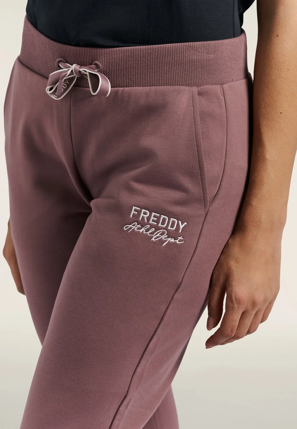 Freddy Regular Fit Sporthose Damen Schwarz Baumwoll-Fleece