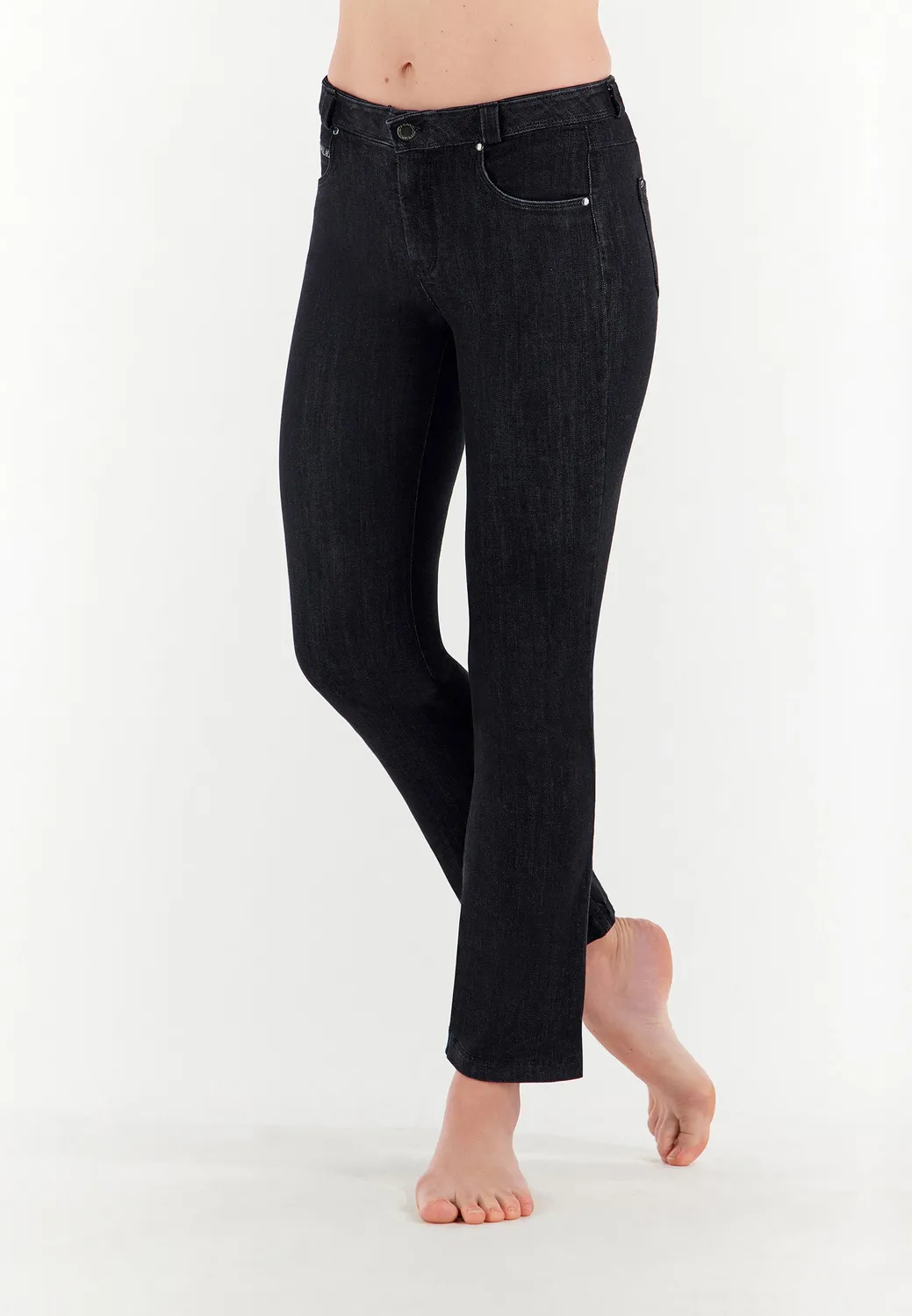 Freddy Black Jeans Flare Cropped Schwarz Stretch
