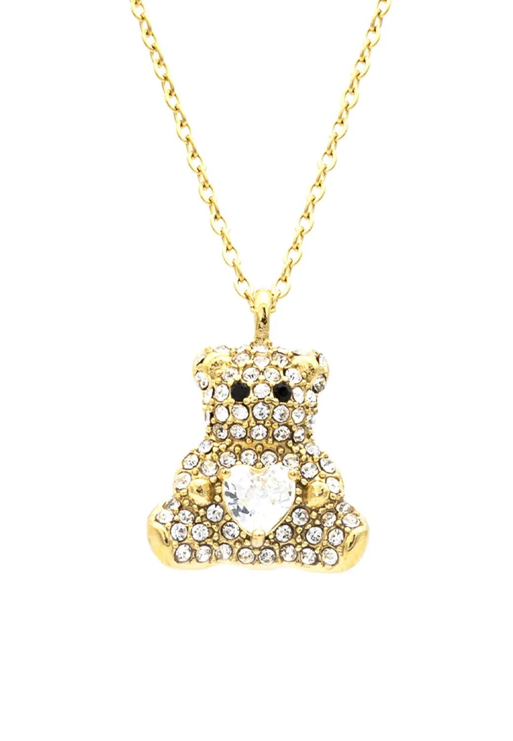 Freddy Teddy-Kette Edelstahl Gold Strass Einheitsgröße