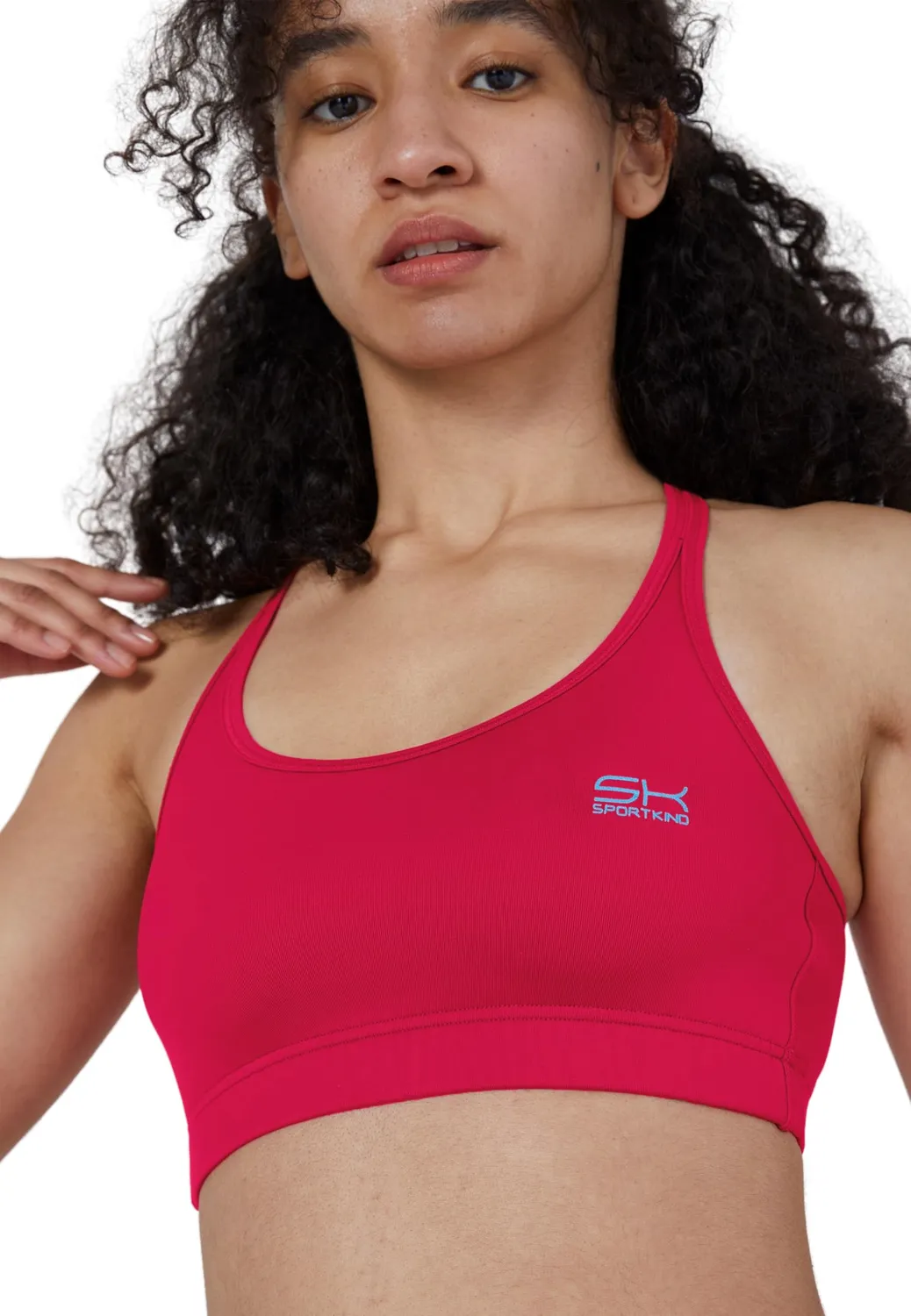 SPORTKIND Sport BH gekreuzte Träger Bustier schwarz