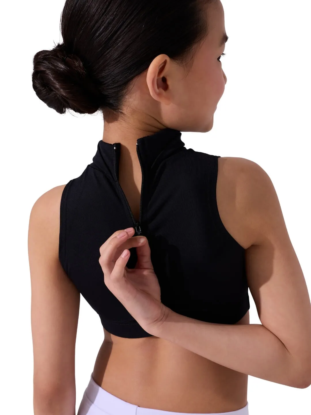Capezio Team TB261CD Mock Neck Top Kinder Schwarz Crop