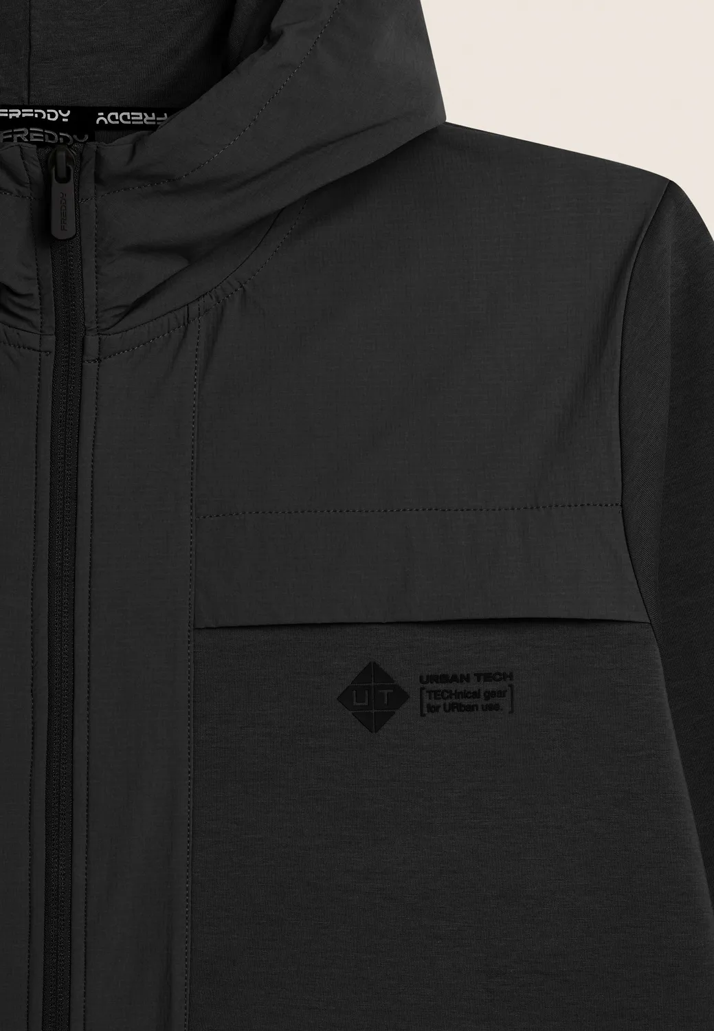 Freddy Zip Cappuccio Nylon Rip-Stop Hoodie Schwarz atmungsaktiv