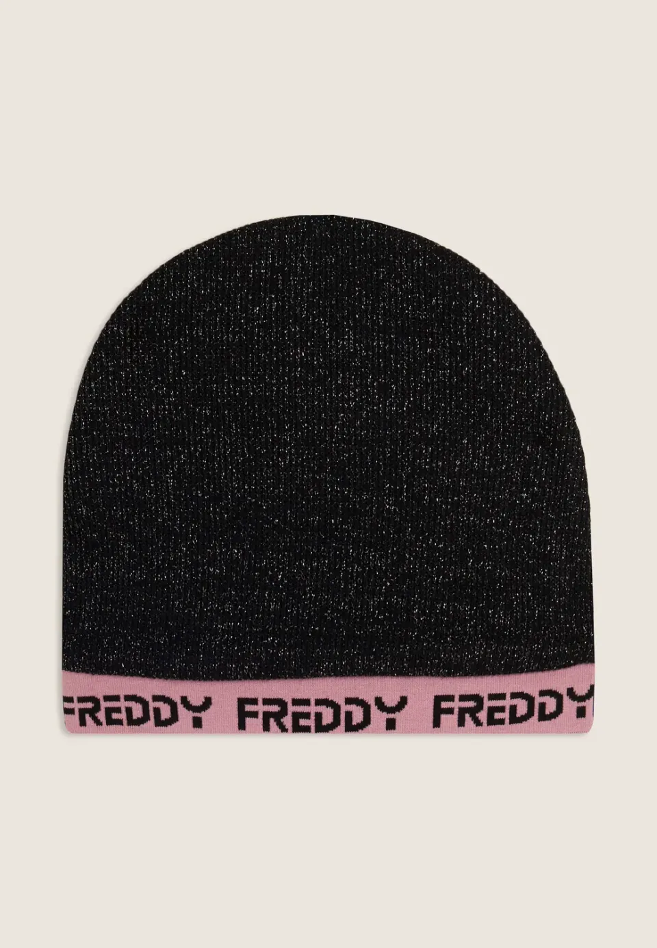 Freddy Junior Beanie Mütze Lurex Schwarz glänzend