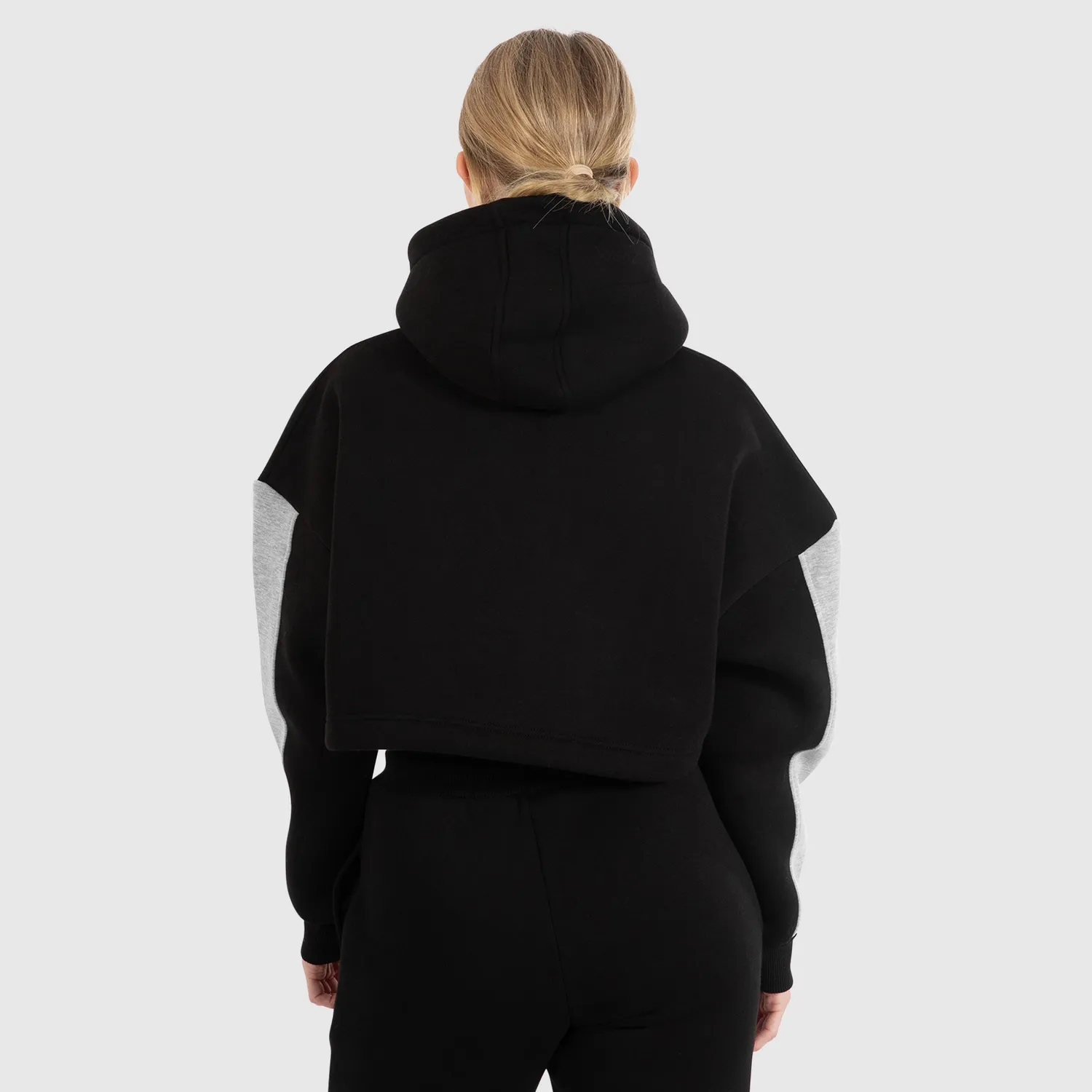 Smilodox Lunara Amaya Crop-Hoodie Schwarz Oversize