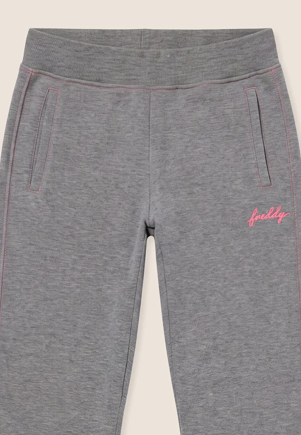 Freddy Jogginghose Damen Mélange Bündchen Grau Regular
