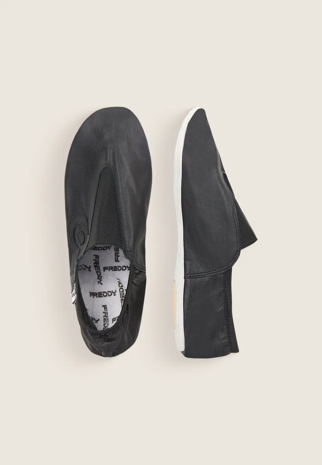 Freddy Gymnastikschuhe Leder Schwarz Turnschläppchen Rutschfest