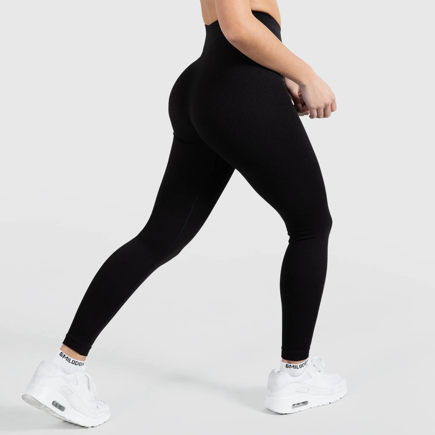 Smilodox Amaze Ripp Leggings Damen Schwarz Kompression