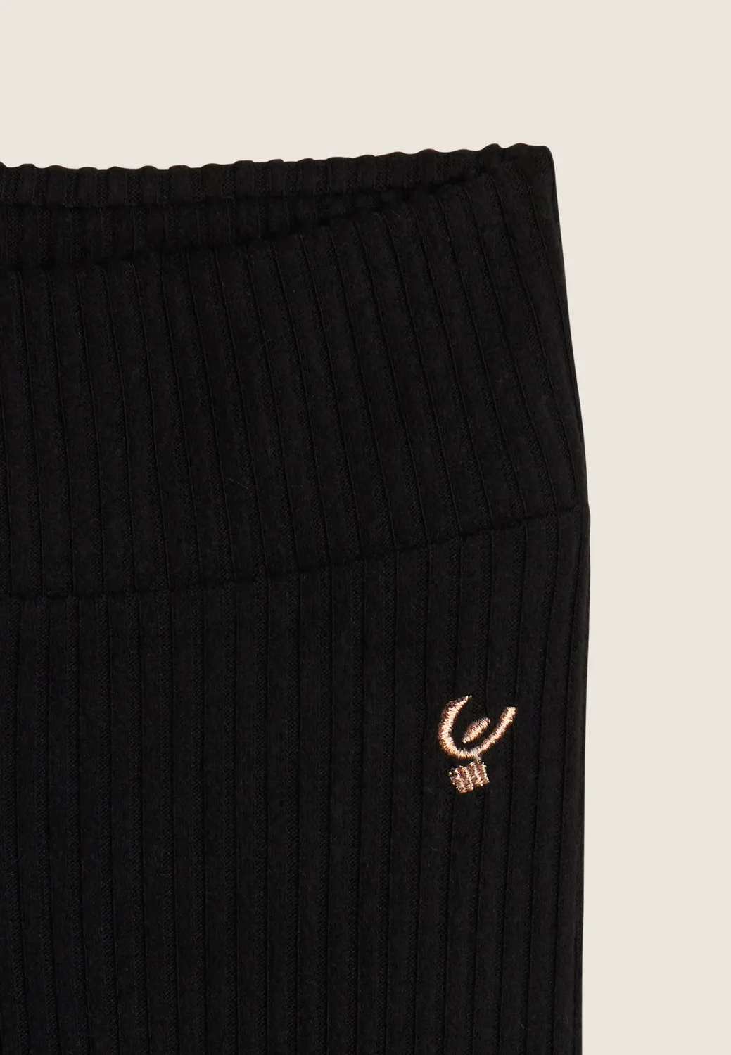 Freddy Mädchen Leggings Ripp Schwarz mit Steg Viskose