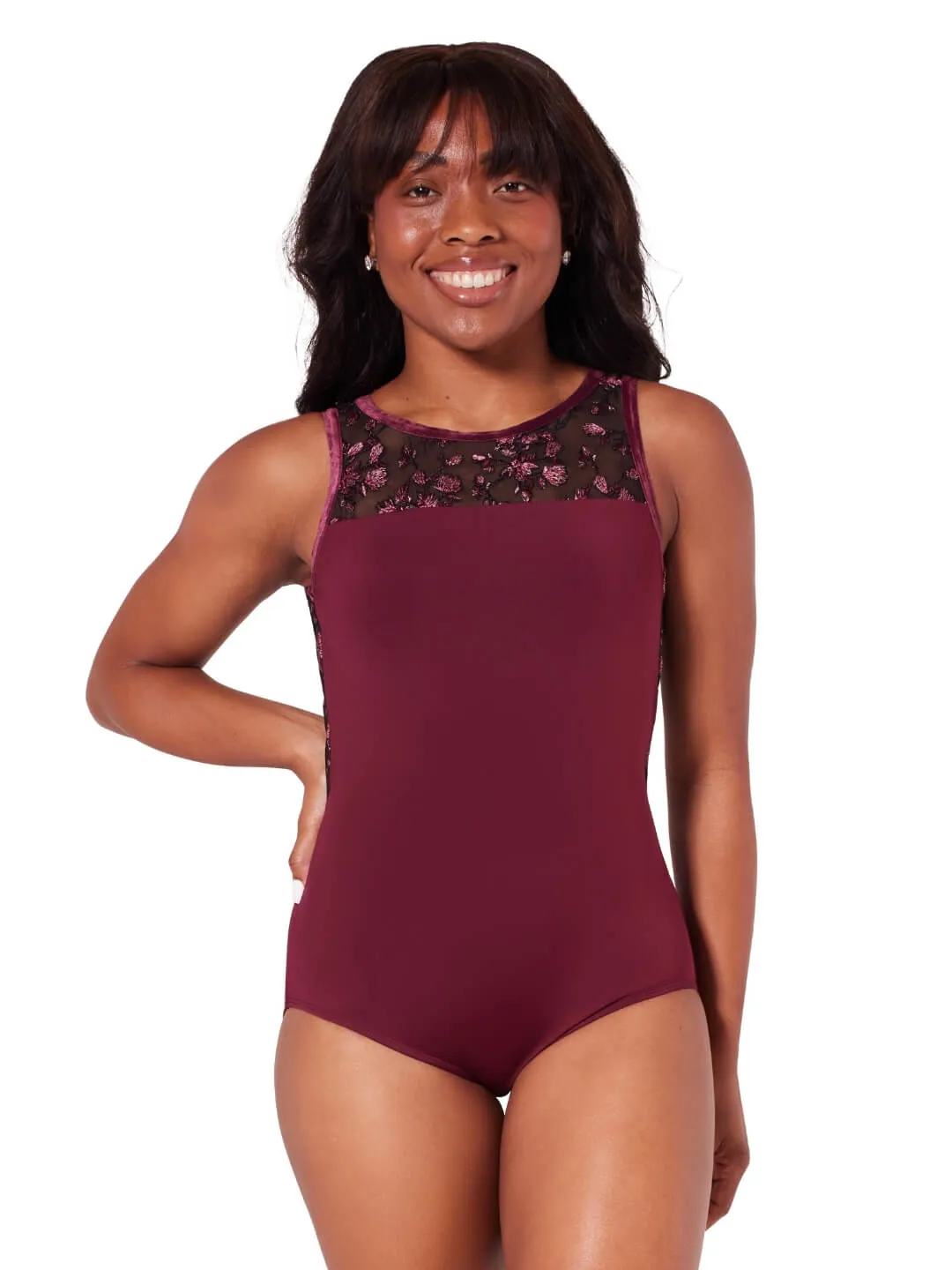 Capezio Ornate Romance Allure Mesh Tanzanzug Schwarz Stickerei