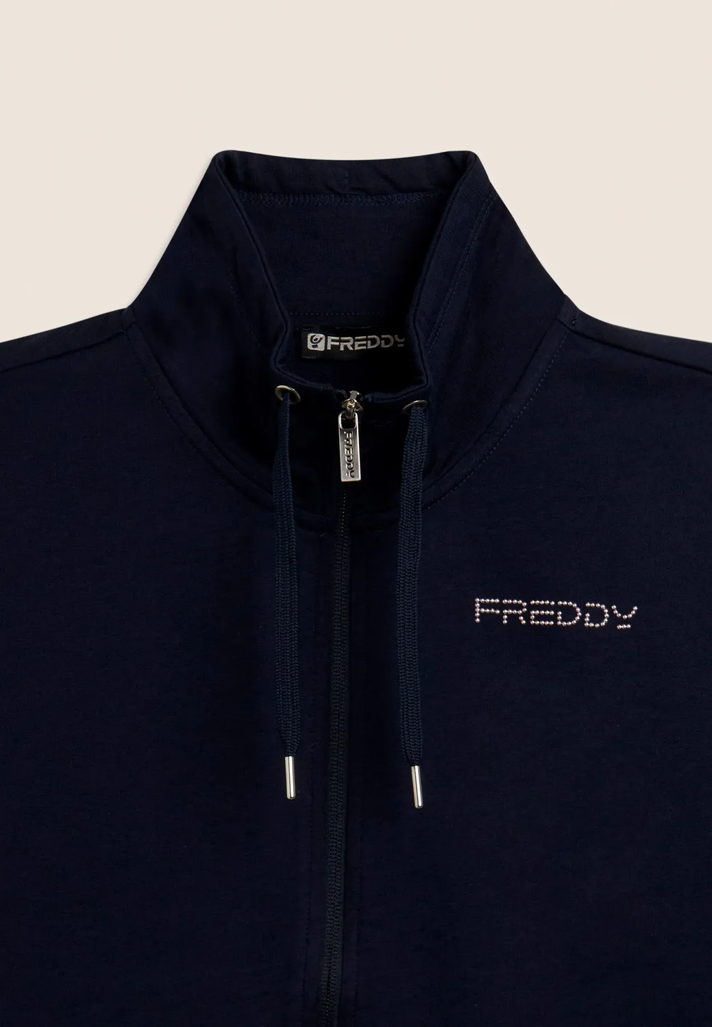 Freddy Comfort Fit Sweatjacke Schwarz Stehkragen Zip
