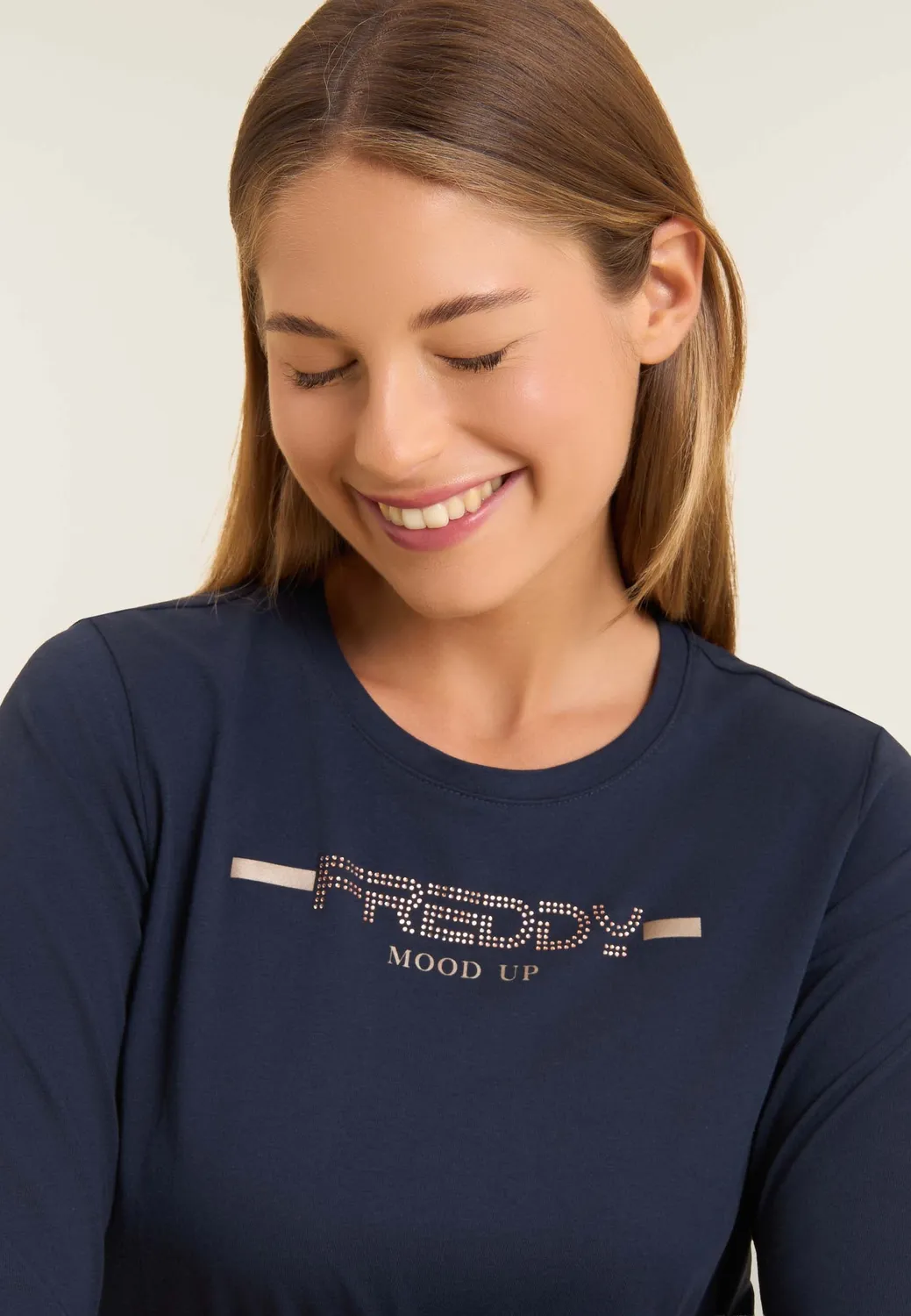Freddy Strass-Logo Langarmshirt B109 Supima