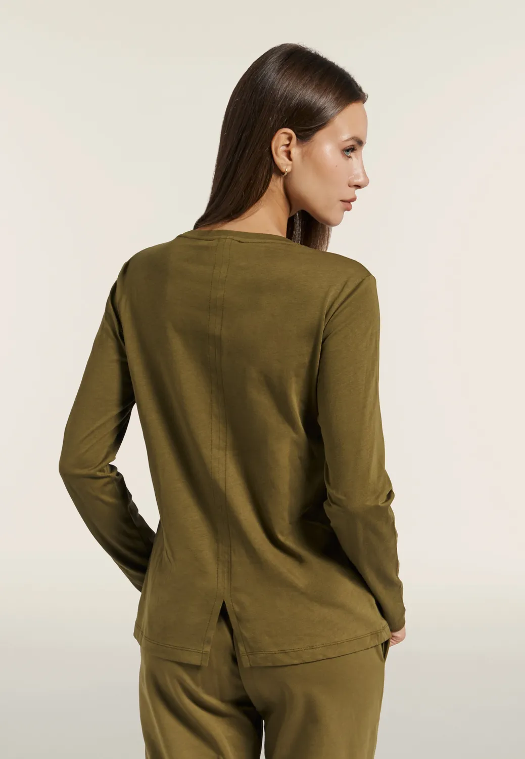 Freddy Langarmshirt Damen Fig mit Schlitz Baumwolle