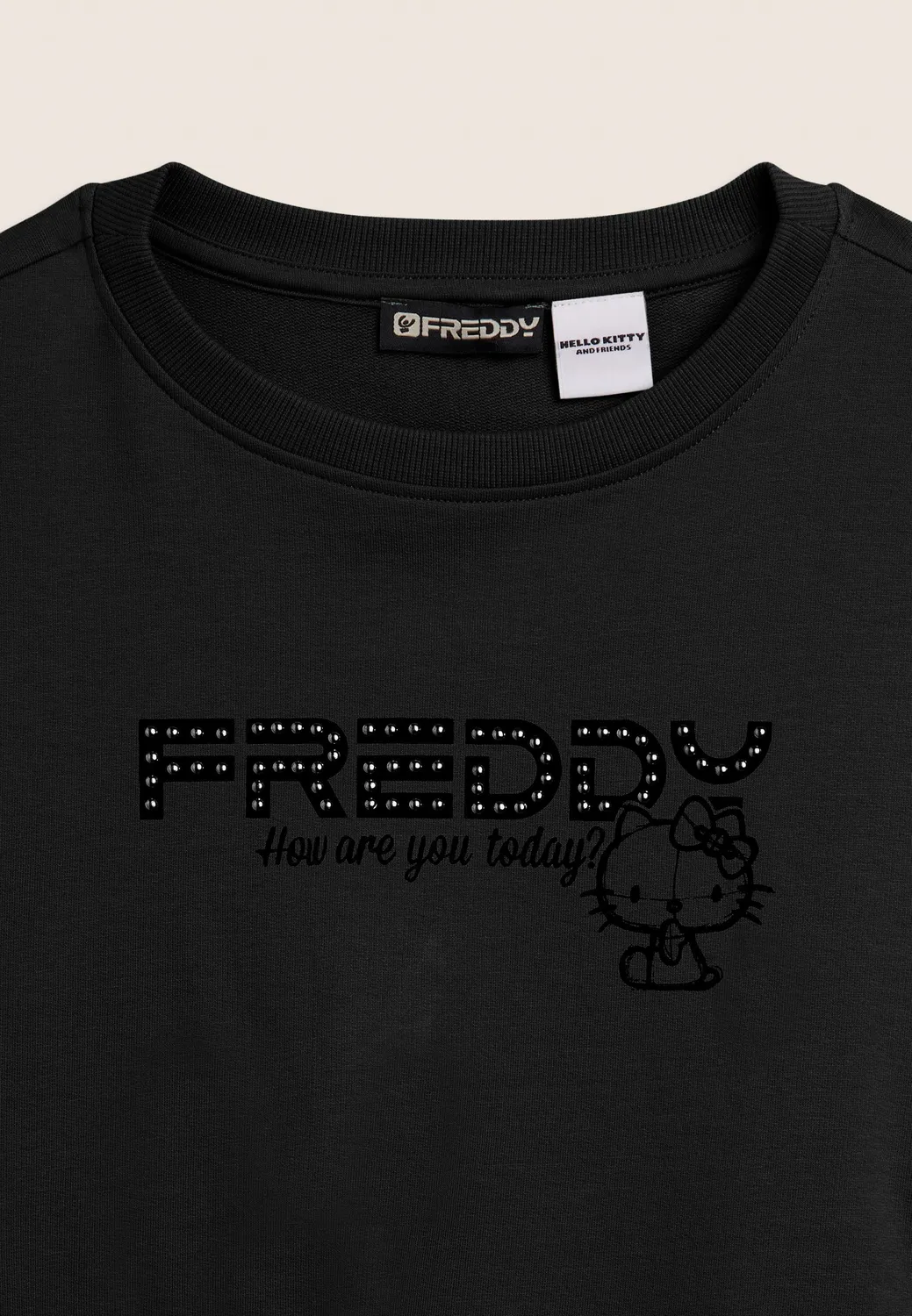 Freddy Cropped Sweatshirt Baumwolle Schwarz Hello Kitty