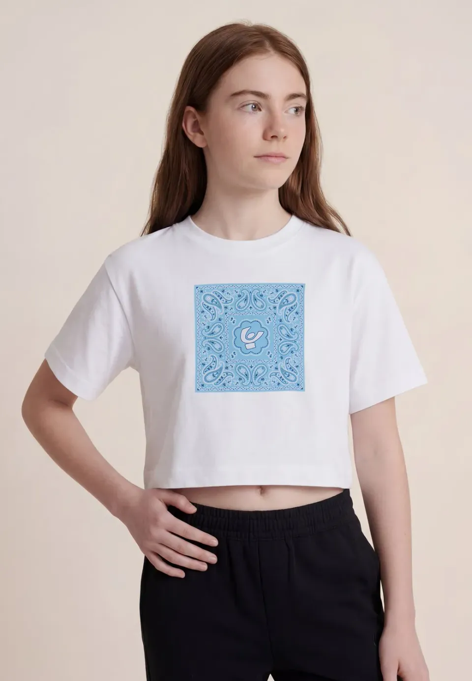 Freddy Cropped T-Shirt Mädchen Weiß Paisley