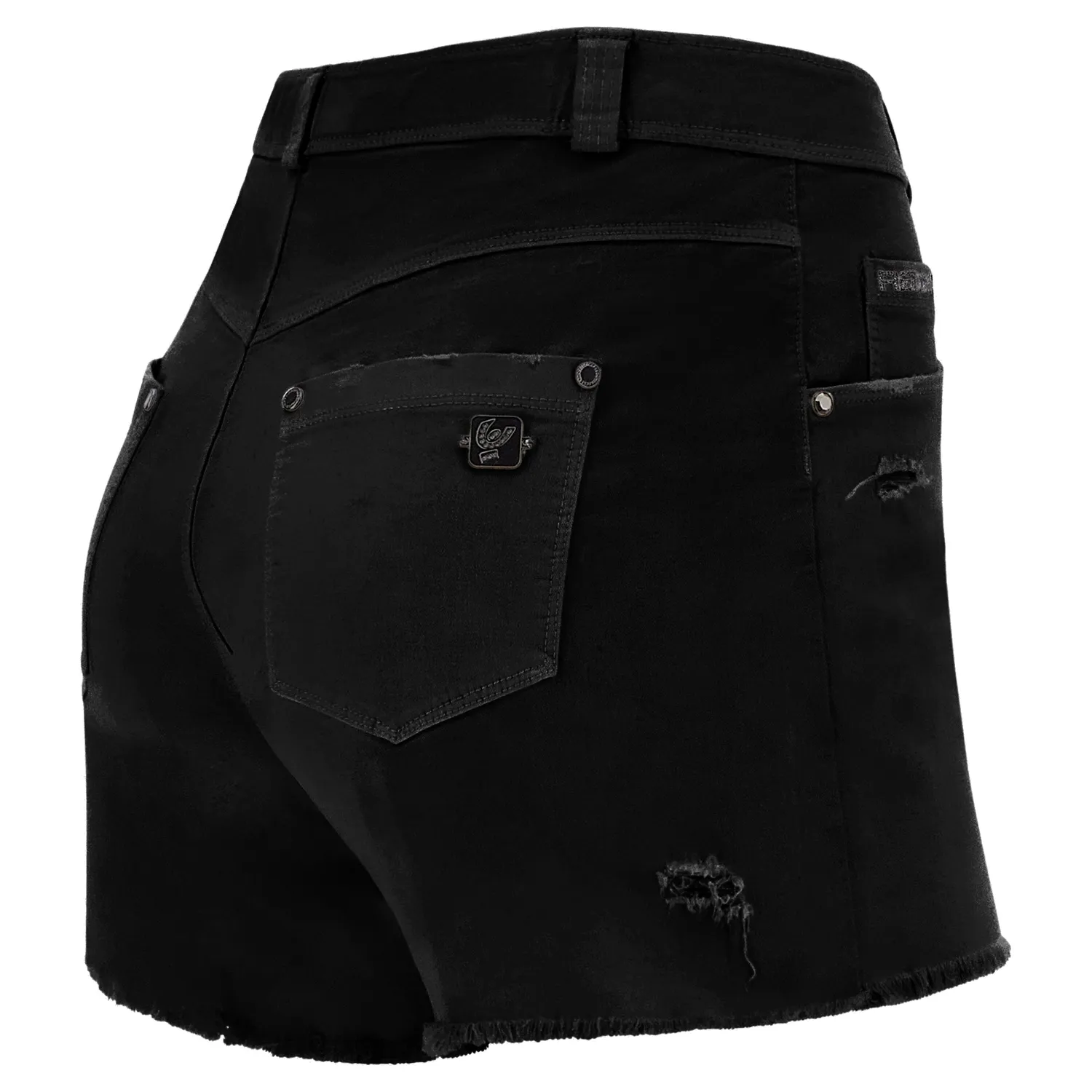 Freddy Black Shorts Nero mit Fransen elastisch