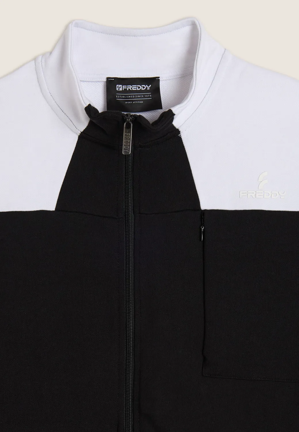 Freddy Colour Block Zip Hoodie Schwarz Baumwolle