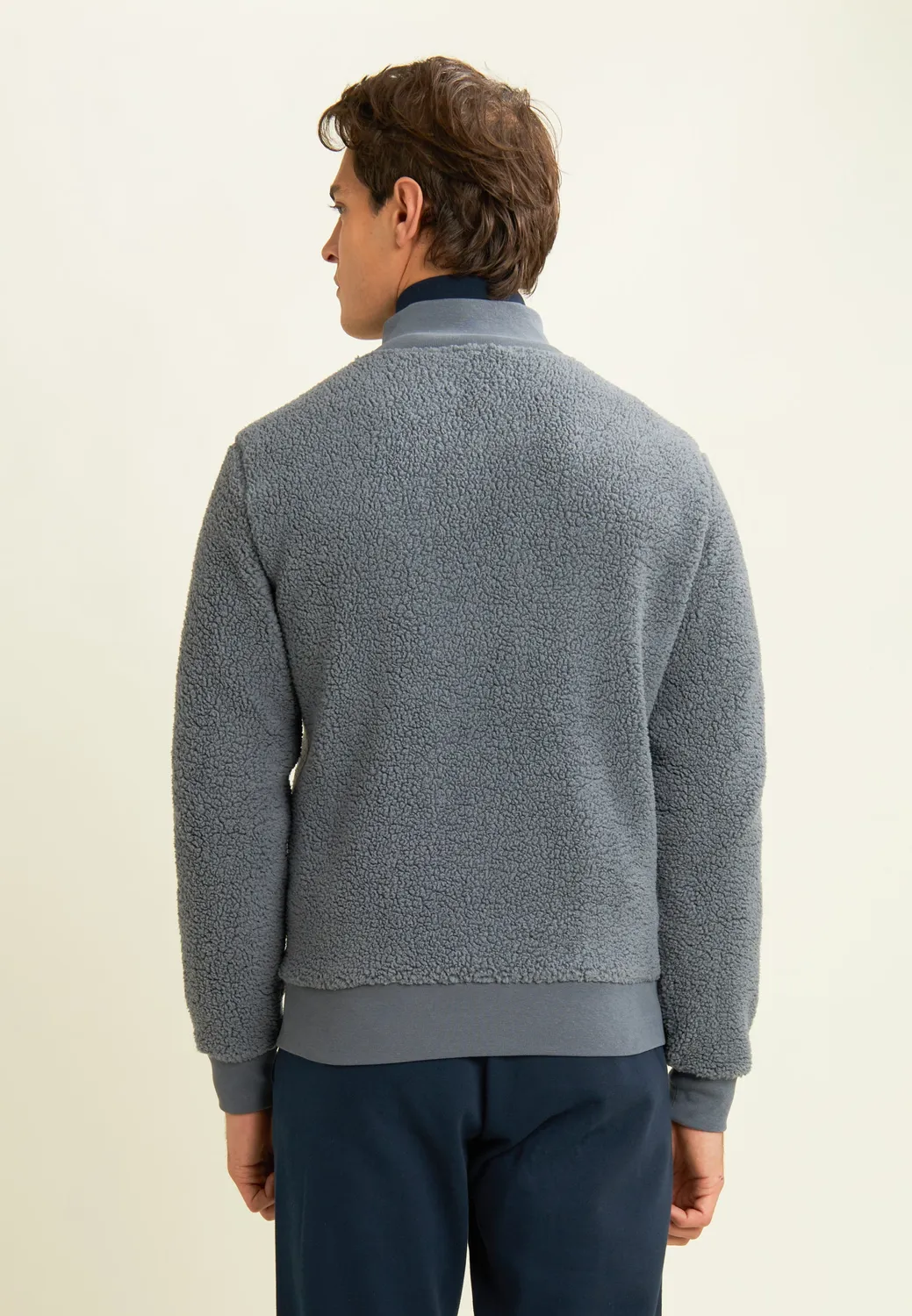 Freddy Sherpa Fleece Jacke Herren Graublau Hochkragen
