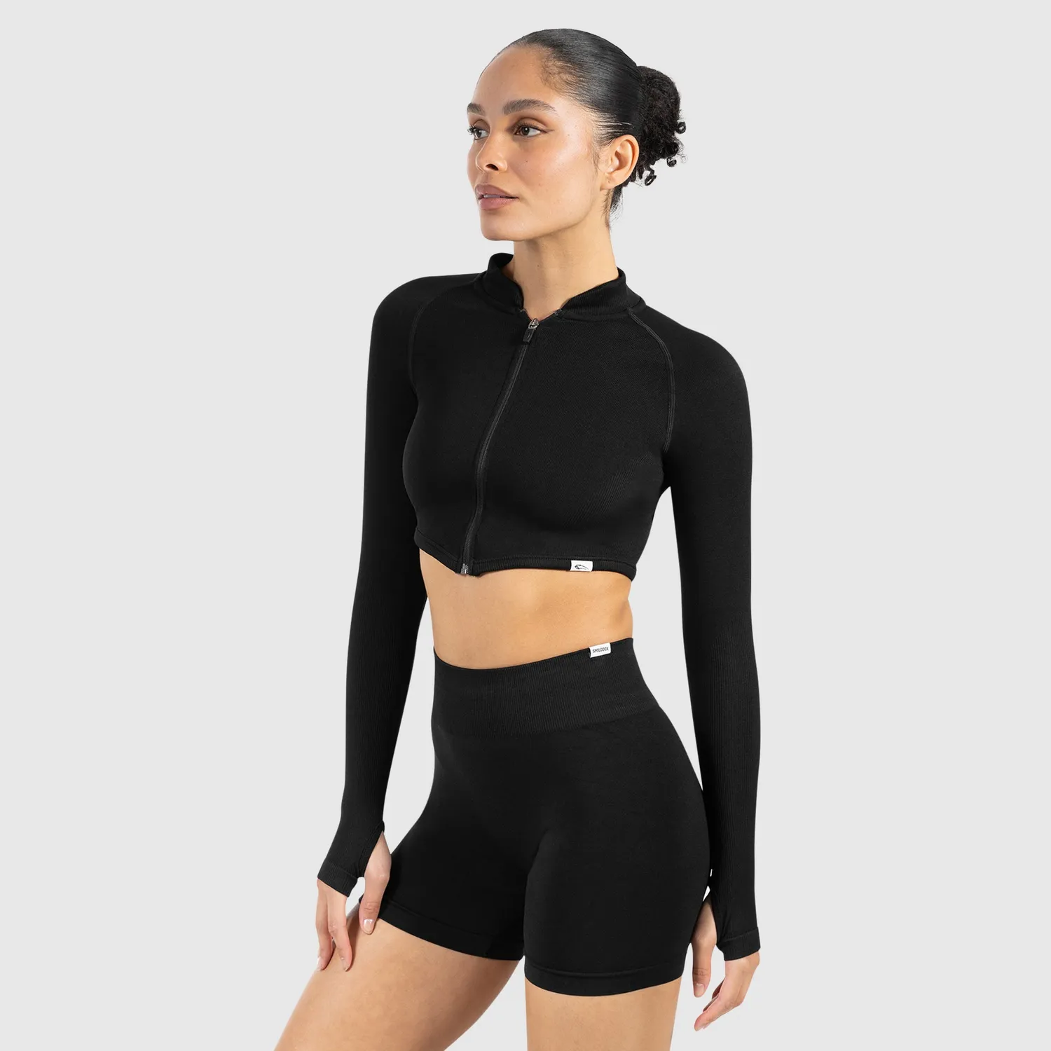 Smilodox Harly Crop Jacke Schwarz Slim-Fit
